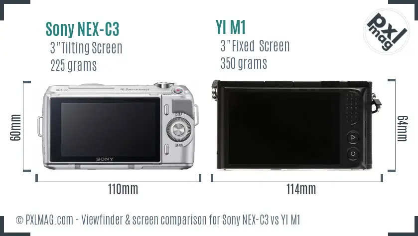 Sony NEX-C3 vs YI M1 Screen and Viewfinder comparison