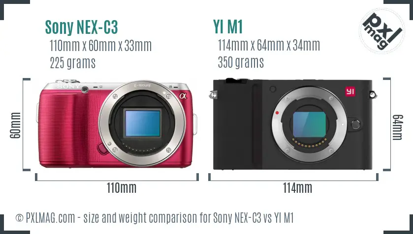 Sony NEX-C3 vs YI M1 size comparison