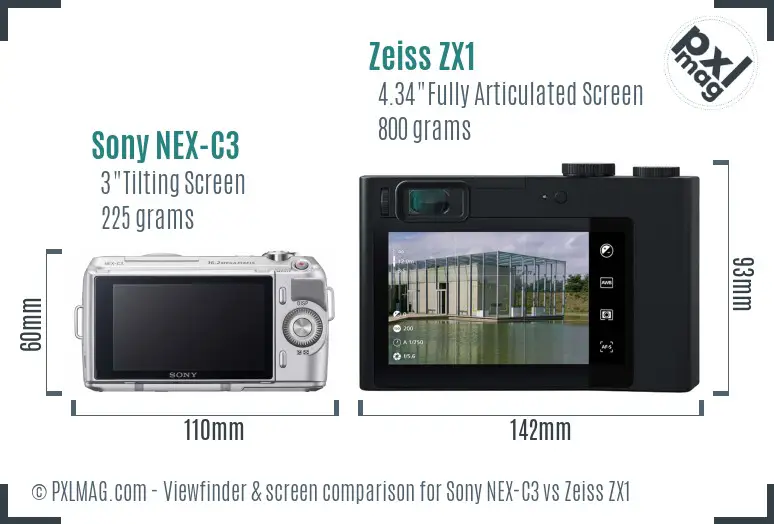 Sony NEX-C3 vs Zeiss ZX1 Screen and Viewfinder comparison