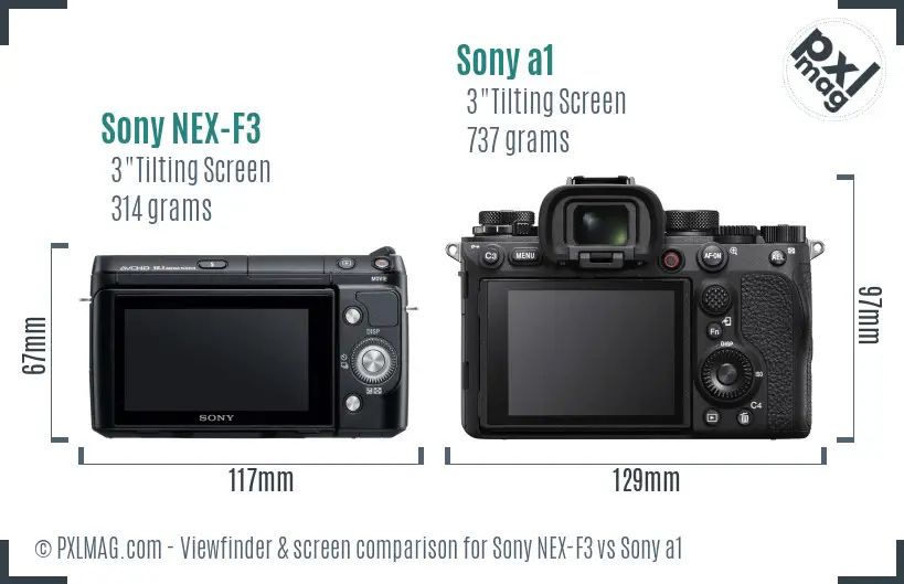 Sony NEX-F3 vs Sony a1 Screen and Viewfinder comparison