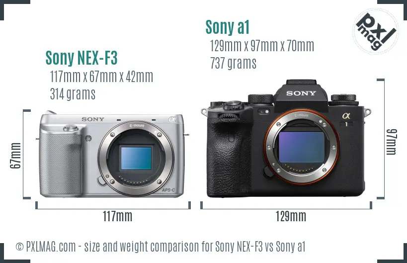 Sony NEX-F3 vs Sony a1 size comparison