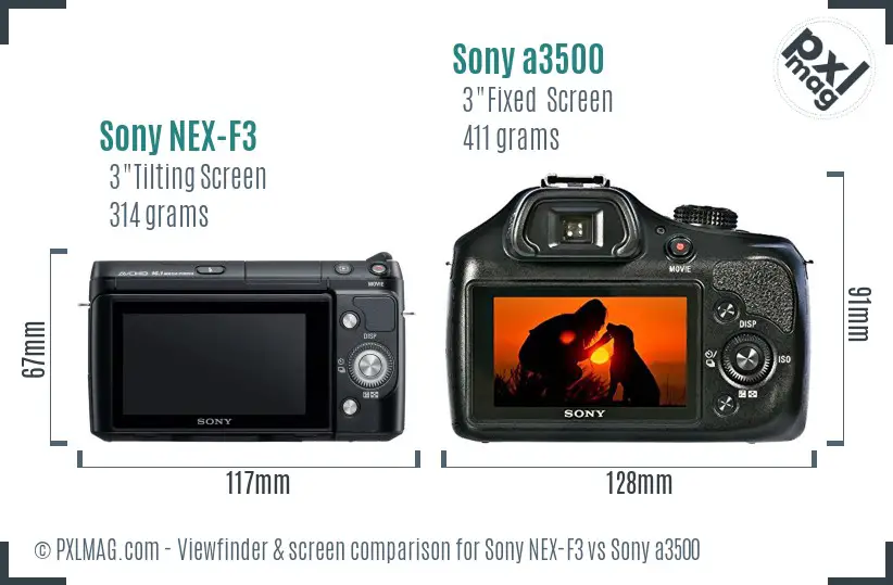 Sony NEX-F3 vs Sony a3500 Screen and Viewfinder comparison