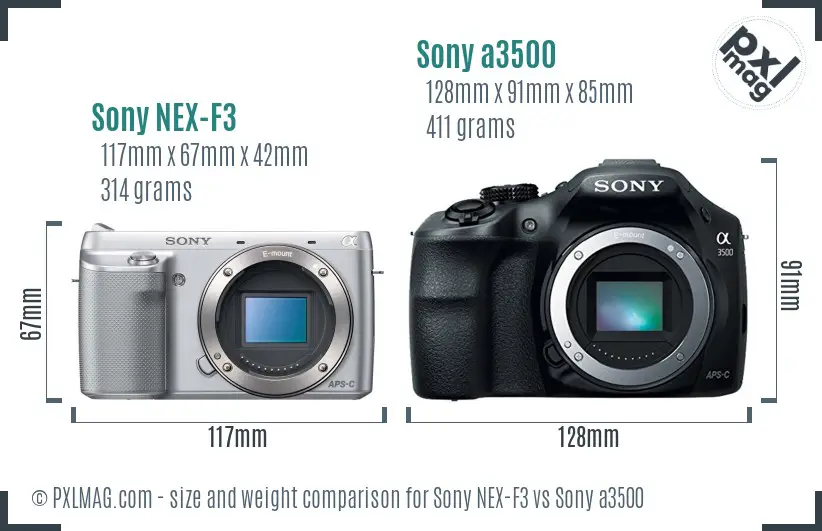 Sony NEX-F3 vs Sony a3500 size comparison