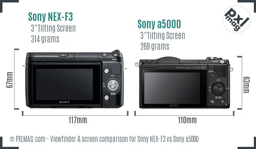 Sony NEX-F3 vs Sony a5000 Screen and Viewfinder comparison
