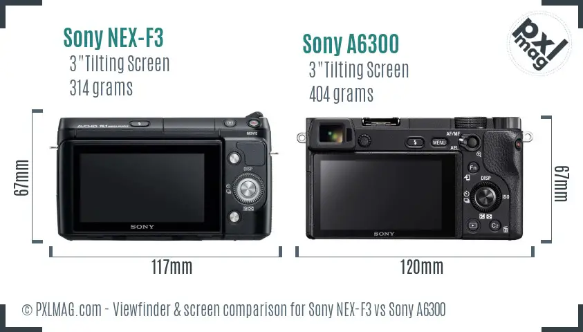 Sony NEX-F3 vs Sony A6300 Screen and Viewfinder comparison