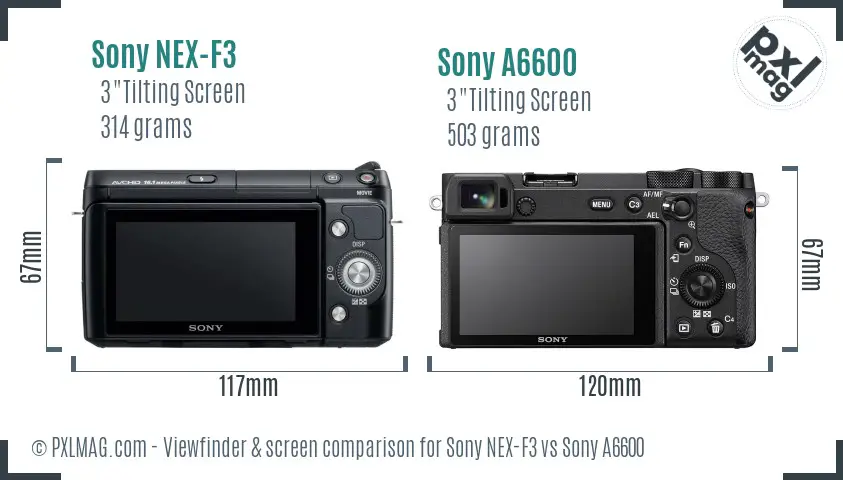 Sony NEX-F3 vs Sony A6600 Screen and Viewfinder comparison