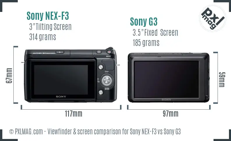 Sony NEX-F3 vs Sony G3 Screen and Viewfinder comparison