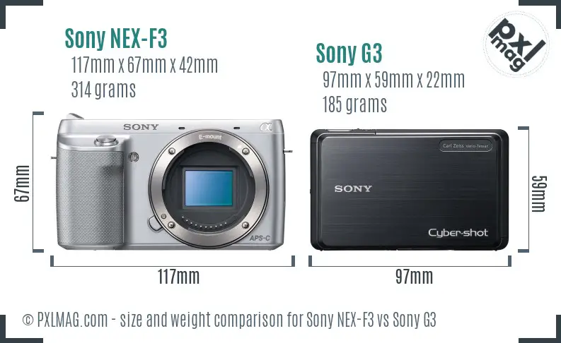 Sony NEX-F3 vs Sony G3 size comparison