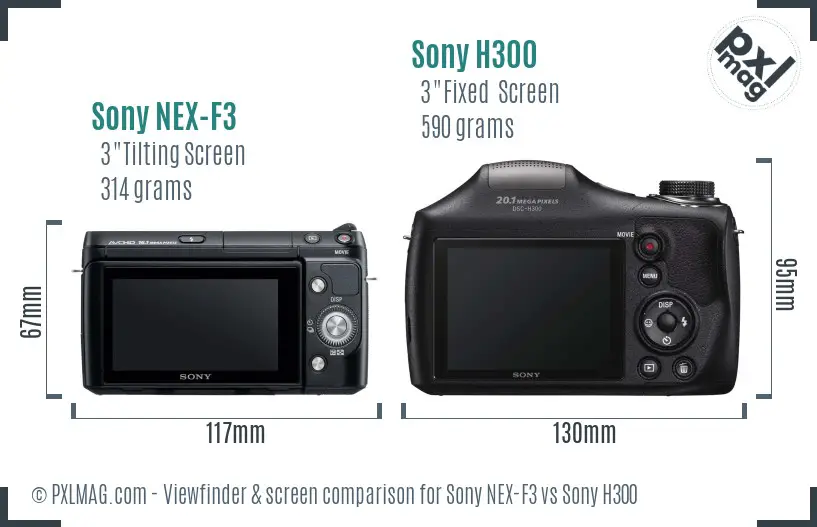 Sony NEX-F3 vs Sony H300 Screen and Viewfinder comparison