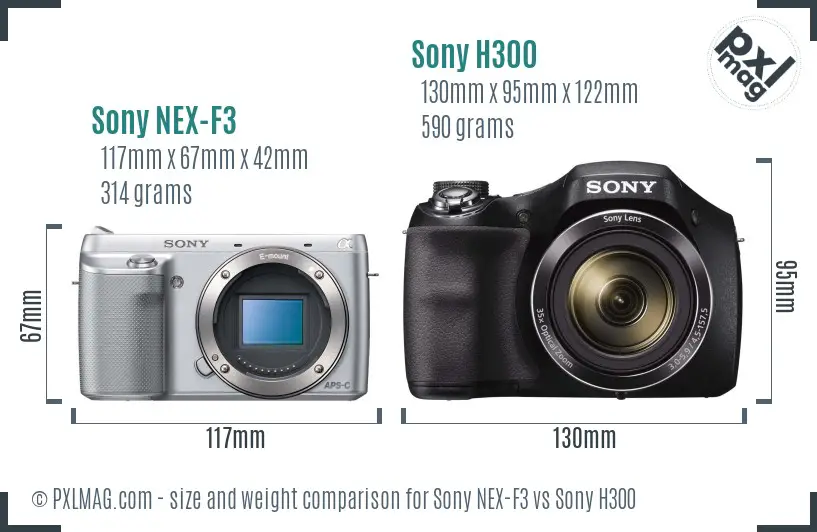 Sony NEX-F3 vs Sony H300 size comparison