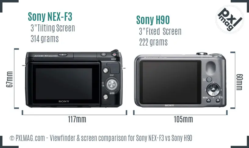Sony NEX-F3 vs Sony H90 Screen and Viewfinder comparison