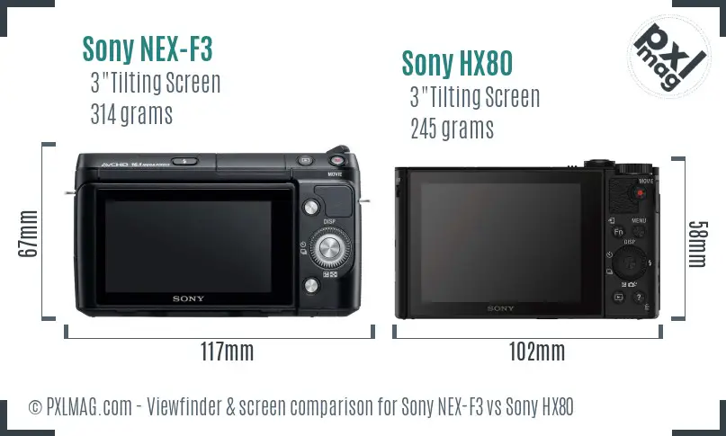 Sony NEX-F3 vs Sony HX80 Screen and Viewfinder comparison