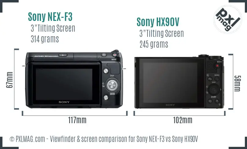 Sony NEX-F3 vs Sony HX90V Screen and Viewfinder comparison