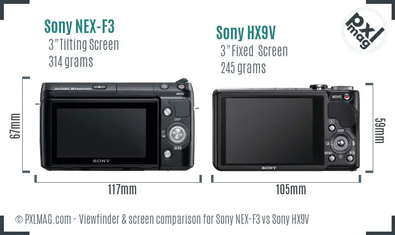 Sony NEX-F3 vs Sony HX9V Screen and Viewfinder comparison