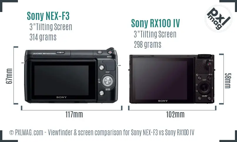 Sony NEX-F3 vs Sony RX100 IV Screen and Viewfinder comparison