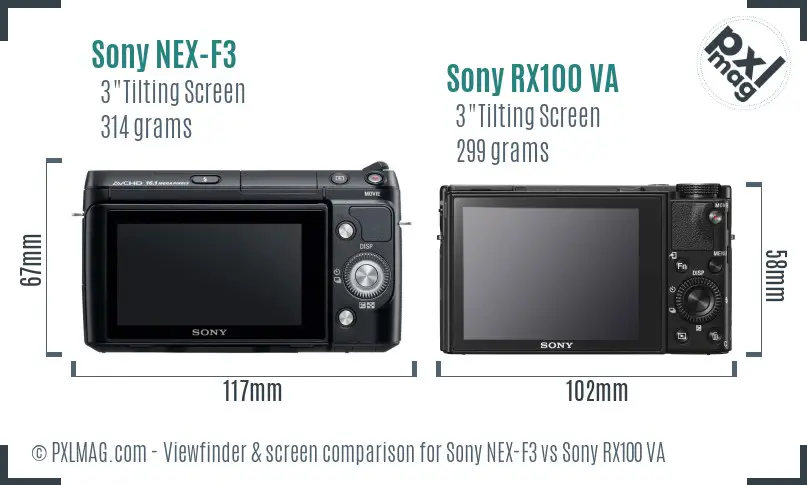 Sony NEX-F3 vs Sony RX100 VA Screen and Viewfinder comparison