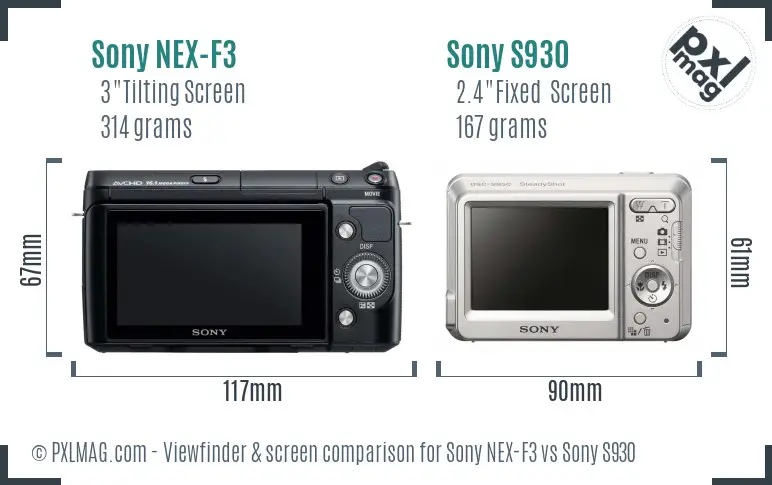 Sony NEX-F3 vs Sony S930 Screen and Viewfinder comparison
