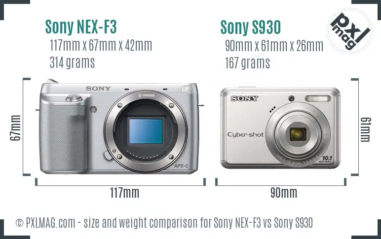 Sony NEX-F3 vs Sony S930 size comparison