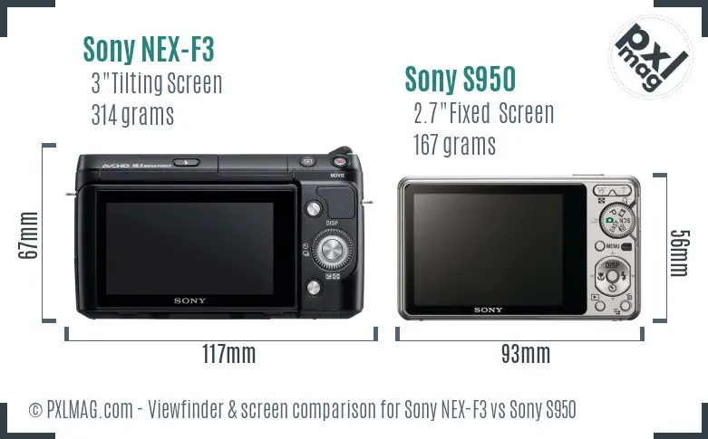 Sony NEX-F3 vs Sony S950 Screen and Viewfinder comparison