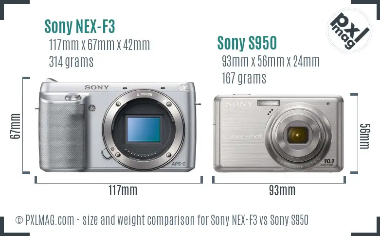 Sony NEX-F3 vs Sony S950 size comparison