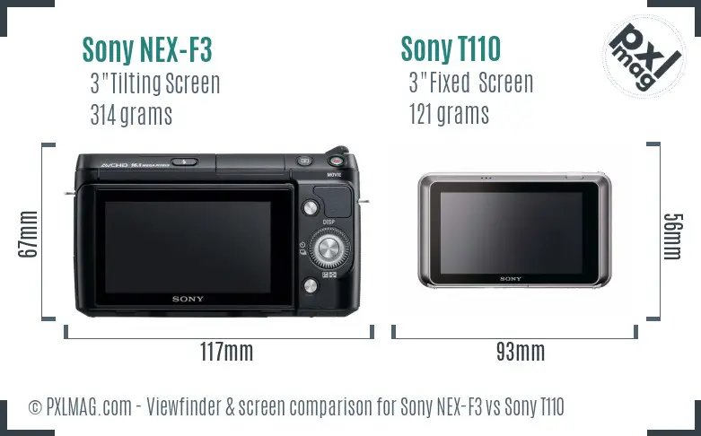 Sony NEX-F3 vs Sony T110 Screen and Viewfinder comparison