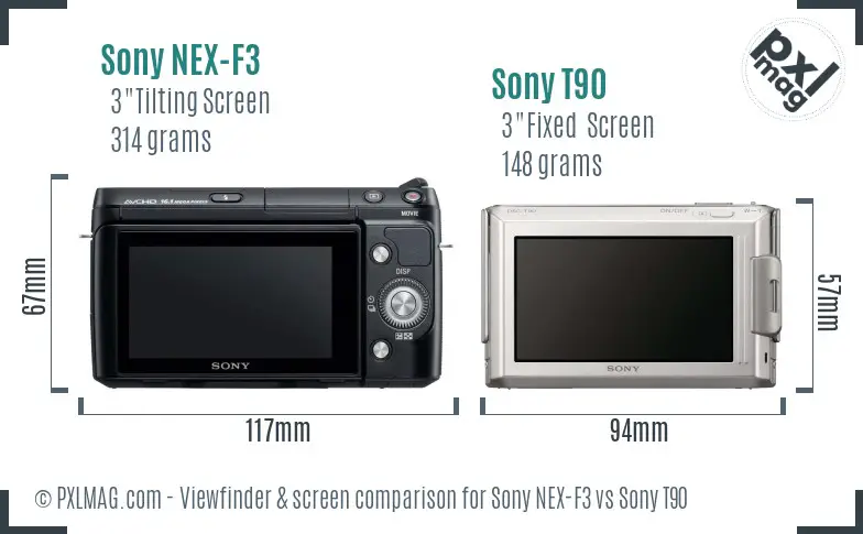 Sony NEX-F3 vs Sony T90 Screen and Viewfinder comparison