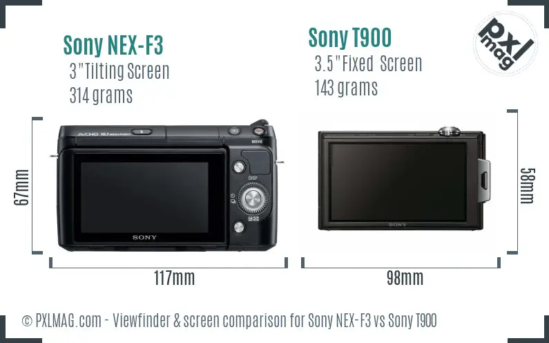 Sony NEX-F3 vs Sony T900 Screen and Viewfinder comparison