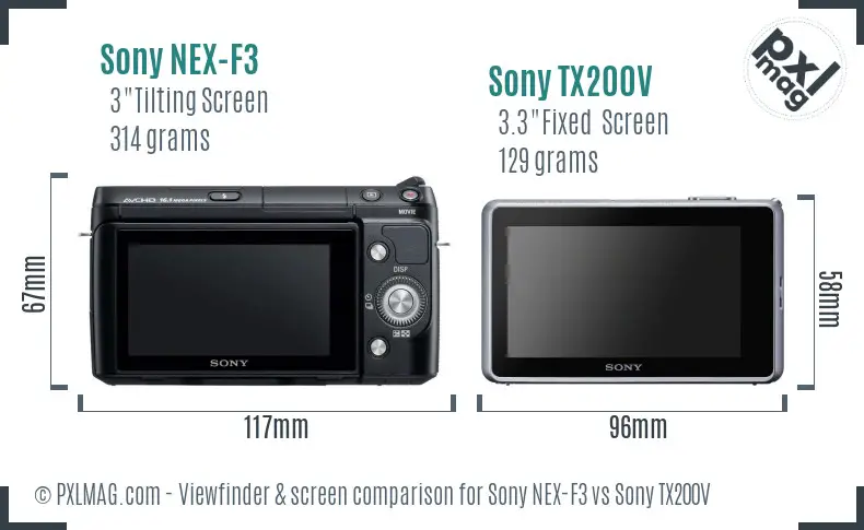 Sony NEX-F3 vs Sony TX200V Screen and Viewfinder comparison
