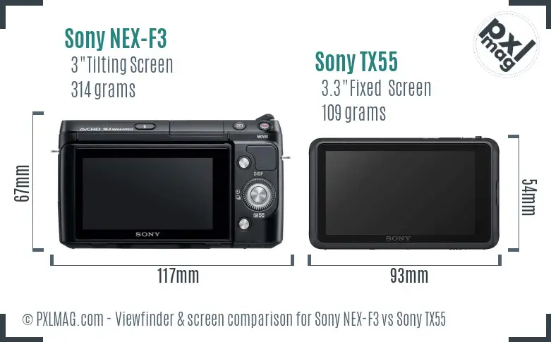Sony NEX-F3 vs Sony TX55 Screen and Viewfinder comparison