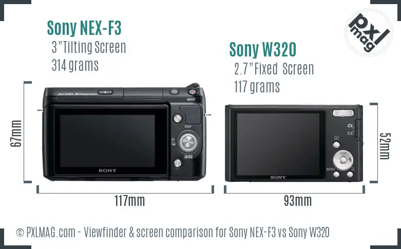 Sony NEX-F3 vs Sony W320 Screen and Viewfinder comparison