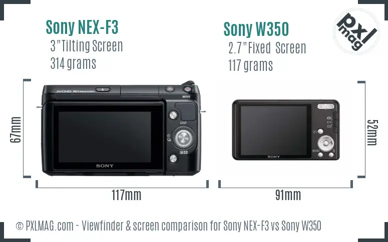 Sony NEX-F3 vs Sony W350 Screen and Viewfinder comparison