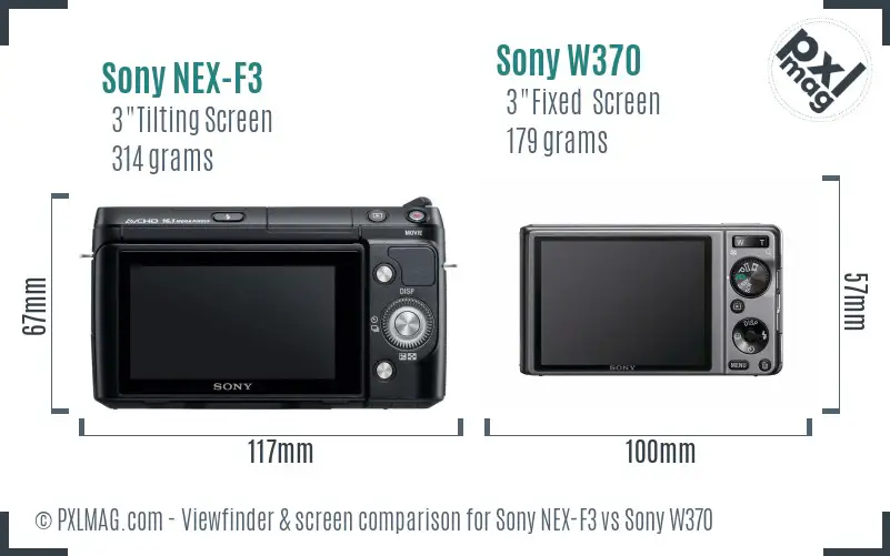 Sony NEX-F3 vs Sony W370 Screen and Viewfinder comparison