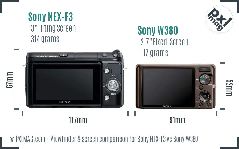 Sony NEX-F3 vs Sony W380 Screen and Viewfinder comparison