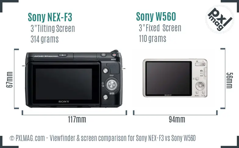 Sony NEX-F3 vs Sony W560 Screen and Viewfinder comparison