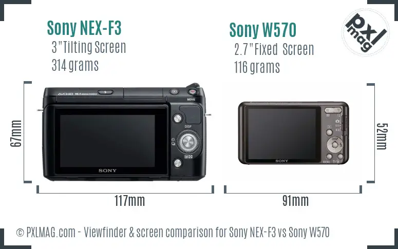 Sony NEX-F3 vs Sony W570 Screen and Viewfinder comparison