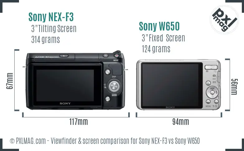 Sony NEX-F3 vs Sony W650 Screen and Viewfinder comparison