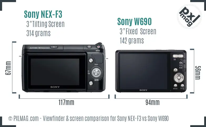 Sony NEX-F3 vs Sony W690 Screen and Viewfinder comparison