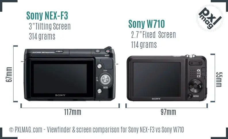 Sony NEX-F3 vs Sony W710 Screen and Viewfinder comparison