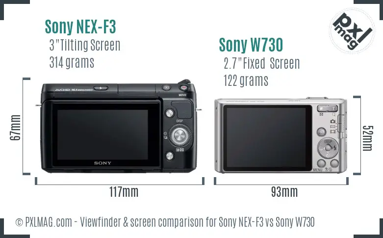 Sony NEX-F3 vs Sony W730 Screen and Viewfinder comparison