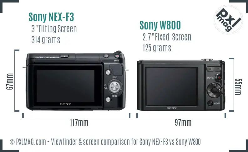 Sony NEX-F3 vs Sony W800 Screen and Viewfinder comparison