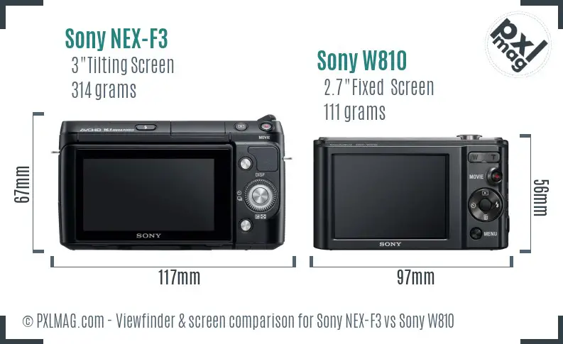 Sony NEX-F3 vs Sony W810 Screen and Viewfinder comparison