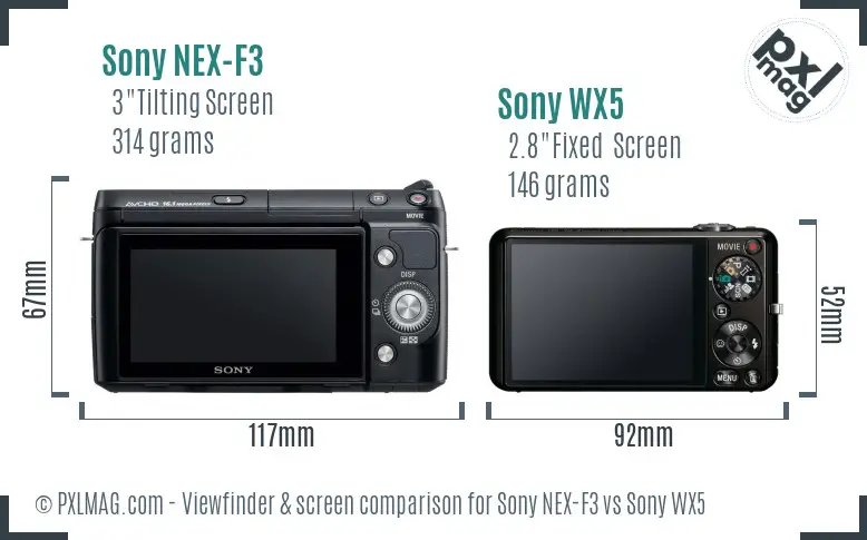 Sony NEX-F3 vs Sony WX5 Screen and Viewfinder comparison