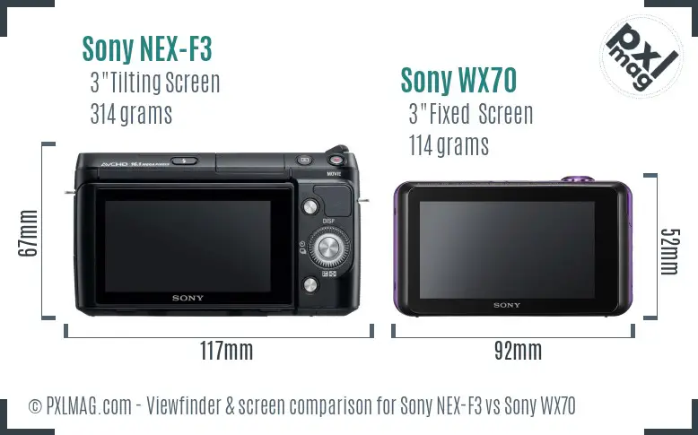 Sony NEX-F3 vs Sony WX70 Screen and Viewfinder comparison