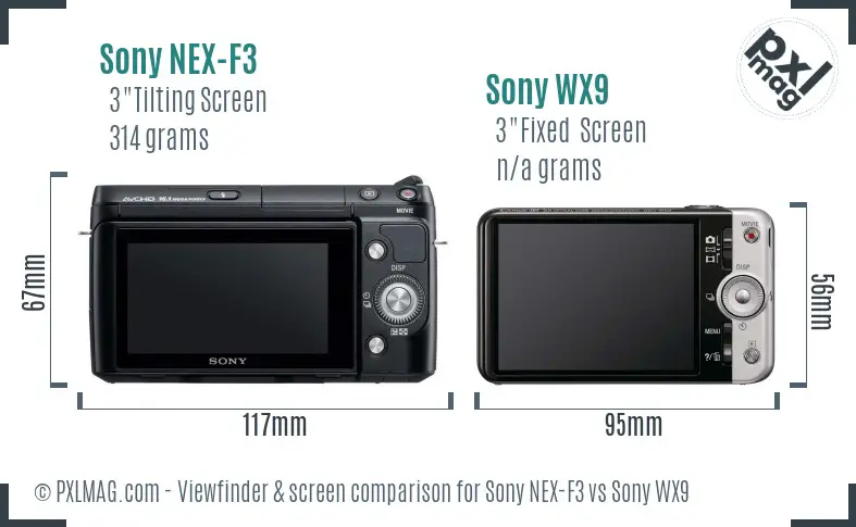 Sony NEX-F3 vs Sony WX9 Screen and Viewfinder comparison