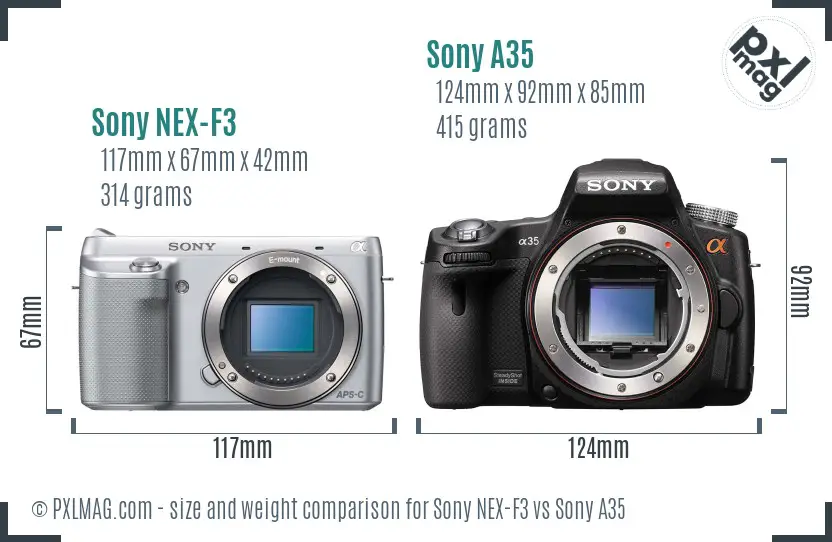 Sony NEX-F3 vs Sony A35 size comparison
