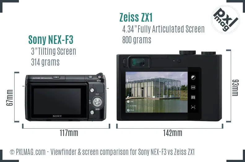 Sony NEX-F3 vs Zeiss ZX1 Screen and Viewfinder comparison