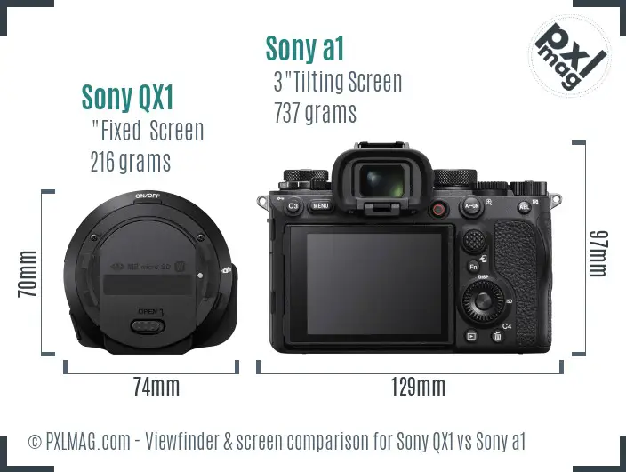 Sony QX1 vs Sony a1 Screen and Viewfinder comparison