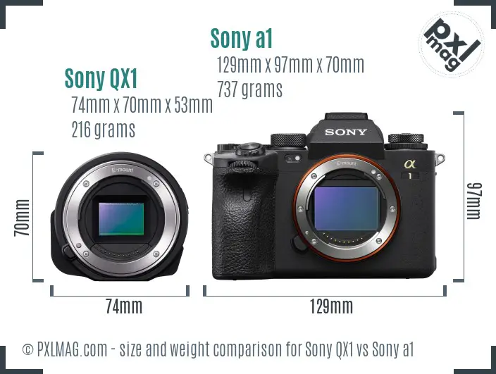 Sony QX1 vs Sony a1 size comparison