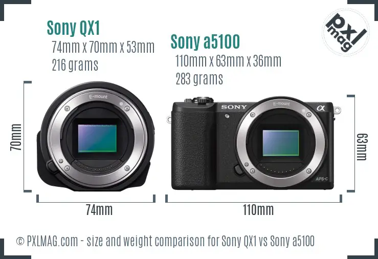 Sony QX1 vs Sony a5100 size comparison Sony QX1 vs Sony a5100 size comparison