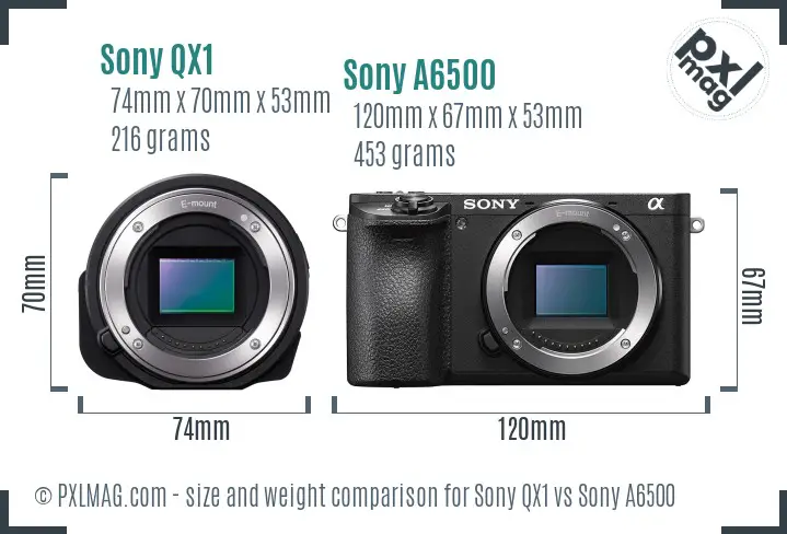 Sony QX1 vs Sony A6500 size comparison